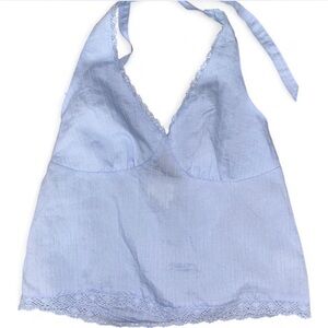 PacSun Light Blue Lace Trim Halter Neck Chemise